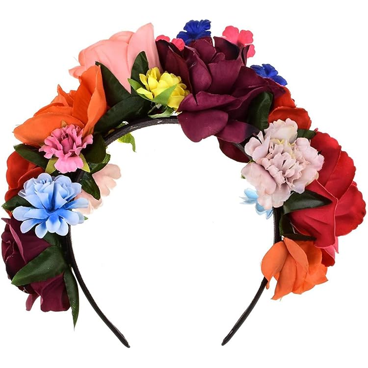 Mexikanische Blumenkrone Stirnband – Rosen-Haarband, 13x12 Cm, Für Halloween, Karneval & Strand