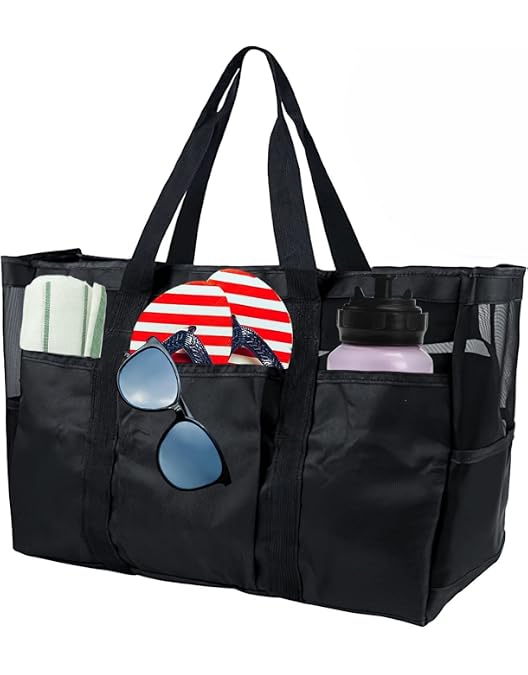 Grand Sac De Plage Imperméable - 43 Litres, Bandoulière Réglable, Pliable - Poches Multiples Pour Serviette, Maillot, Affaires - Idéal Plage, Piscine, Shopping