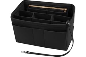 flintronic Filcowy organizer do torebki, organizer do torby na zakupy, torebka z wieloma przegródkami, duża pojemność, dla kobiet, podróżny organizer do makijażu, torba do przechowywania, czarny,