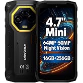 Ulefone Armor Mini 20 4G Rugged Smartphone, Palm Size, 16GB+256GB, Battery 6200mAh Wireless Charging, 64MP+50MP Night Vision