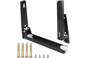 Frevoitna 2 Pezzi Supporto Microonde con Viti, Supporto Forno Microonde in Acciaio Inox, Supporto per Microonde Pieghevole, Misura Regolabile Mensola per Microonde, Carico Massimo 40 Kg