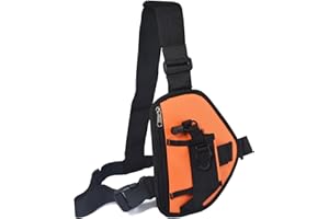 UAYESOK Harnais Poitrine Talkie Walkie, Porte Radio Police, Étui Harnais Tactique Portable Universel avec Sangle Sac Nylon Réglable pour Motorola Baofeng Icom Yaesu Midland President (Orange)