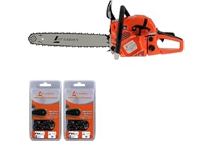 GT Garden Tronçonneuse Thermique 62 cm3, 3.5 CV, Guide 45 cm, 2 chaînes