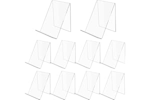 SWAWIS 10 pieces acrylic bookend book stand brochure stand book stand acrylic stand 13 x 11.5 x 10 cm transparent goods carrier goods support slant stand brochure holder