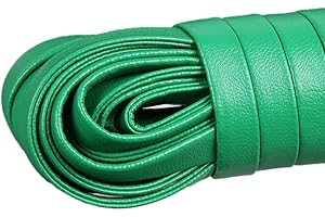 BLAUSKY Cordón de piel sintética de 15 mm x 5 m, correa de piel por metros, correa de piel sintética, para manualidades, decoración, horquilla, color verde hierba