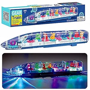 Toyshine Big Transparent Bump and Go Train with 3D Lightning, Moving Gears and Music | Birthday Toy Gift for 2-5 Year Old Boy, Girl, Baby - Numbers