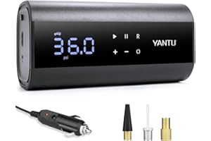 YANTU Wired Tyre Inflator Portable Air Compressor for Car 12V, Electric Tyre Pump, Dual Cylinder, Auto Air Pump with Digital Pressure Gauge for SUV/Car/Bicycle/Bike/Moto - Black