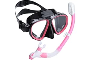 Dizokizo Snorkel Set Adults Snorkel Mask 180 Panoramic View Anti-Fog Anti-Leak Adjustable Straps Easy Breathing Diving Mask for Scuba Swimming Diving