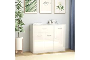 FIRBNUS 88x30x70 cm Aparador Blanco con Brillo Mueble Entrada Recibidor Recibidores De Entrada Aparador Cocina Muebles De Salon Armario Auxiliar