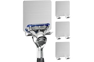 Acual Rasierer Halterung Dusche, 4 Stück Edelstahl Rasierer Halter,Silber Rasierhalter Dusche Ohne Bohren, Selbstklebende Rasierer Aufhänger Dusche Geeignet für Tür Wand Badezimmer, Küche