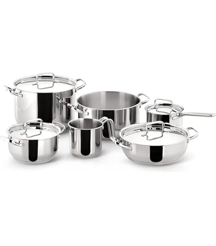 Set van 1 koekenpan 20 cm, 3 steelpannen 12, 16 en 20 cm in roestvrij