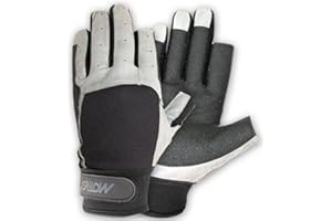 MOTIVEX Guantes de navegación cortos (neopreno, 2 dedos, cortos), color negro y gris