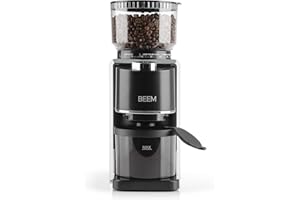 BEEM Grind Perfect - Macinacaffè elettrico | macinacaffè in acciaio inox per 2-12 tazze | Macinacaffè elettrico a 35 livelli | Contenitore per chicchi da 250 g | Facile da pulire