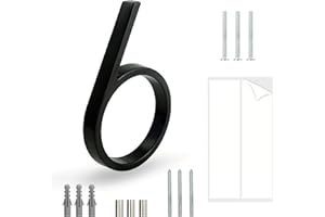 ‎HASWARE HASWARE Schwebendes Hausnummernschild: 5 Zoll (12cm) modernes Türschild – auffällig für Straßennummern (6, Schwarz)