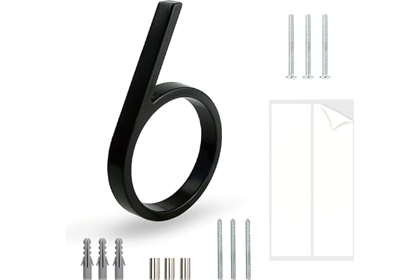 HASWARE Panneau De NuméRo De Maison Flottant: 5 Pouce (12cm) Signalisation De Porte Moderne – Frappant Pour Les Chiffres D'Adresse De Rue (6, Noir)