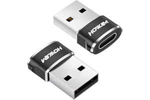 HOWJIM Adattatore da USB 2.0 a USB C 2 Pezzi,PD27W/66W Ricarica Rapida Trasmissione Dati 480Mbps,Adattatore da USB C Femmina a USB A Maschio per M-acBook Pad Phone15 16 G-alaxy X-peria P-ixel Nero