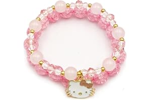 ZYJBD 2 Stück Kätzchen Armband Set，Freundschaftsarmband,elastisches Perlenarmband,Matching Bracelets für Kinder,Anime-Armband,Kawaii Cartoon Kristallarmbänder,Perfekt Tolles Geburtstagsgeschenk für Mädchen