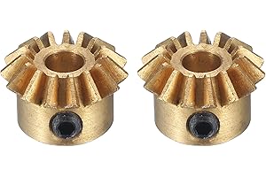 QUARKZMAN 2 Stück Kegelrad 0,8 Modul 1:1 Übersetzungsverhältnis 15Z 4mm Lochdurchmesser Kegelräder Messing, 45 Grad Lenkgetriebe für Hardware-Mechanik-Rotation, Gelb