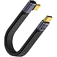 QIANRENON 240W USB4.0 C 90°Angle PD Fast Charging Short Cable 40Gbps Type C 4.0 Male to Right Angle C Male Flat Flexible Data Cable, for Thunderbolt 3/4 Smartphone Power Bank, 13cm/5.1in (Side Bend)