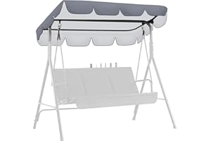 NASTOPEE hollywoodschaukel Dachbezug, Gartenschaukel Bezug für Hollywoodschaukel/Hängematte, Gartensitzbezug für Schaukelstuhl, 210 x 145 cm Wasserabweisend Hollywoodschaukel Ersatzdach, Grau