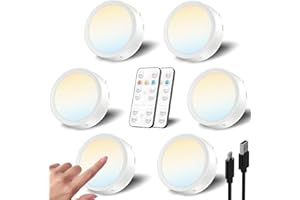 TEDMOS Dimmbar LED Spot mit Akku und Fernbedienung, 1600mAh USB Aufladbar Vitrinenbeleuchtung Kabellos Unterbauleuchte Küche LED Rund Touch Lampe Batterie Schrankbeleuchtung Magnetisch LED Klebeleuchte