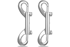 Tyqour 2 sztuki podwójnych karabińczyków, srebrny, podwójny karabińczyk, stal nierdzewna, podwójny karabińczyk, trwały, 8,8 cm, do lin, połączeń, smyczy dla psów