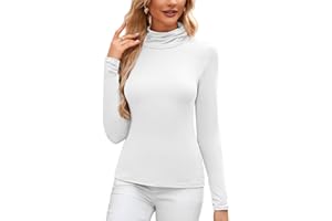 TMEOG Camiseta Termica Cuello Alto Mujer Jersey Fino Camiseta Interior Manga Larga Sueter Ligero Jersey Cuello Vuelto Invierno Básica Camiseta Cuello Cisne para Mujer