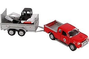 KIDS GLOBE Van Manen 520090 Pick-Up with Trailer (Excavator Accessories Pull Back Drive Colour: Red)