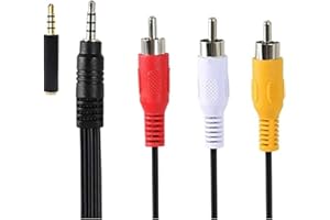 Pardarsey Cavo video da 3,5 mm a RCA AV Camcorder da 3,5 mm maschio a 3 RCA maschio, cavo audio audio stereo AUX per smartphone, lettori MP3, tablet, altoparlanti, home theater