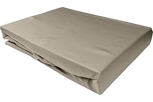 ‎BETTWAESCHE-MIT-STIL Bettwaesche-mit-Stil Mako Satin Spannbettlaken Spannlaken Spannbetttuch (180 cm x 200 cm, Matratzenhöhe 12-20 cm, Braun/Taupe)