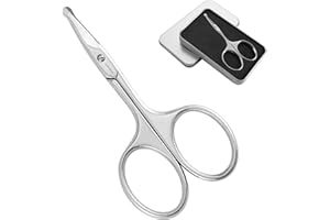 ‎JARVISTAR JARVISTAR Prämie Abgerundete Gebogen Nasenschere, Gesichtsschere mit Edelstahl für Männer, Maniküre Nagelhaut Nagelschere Ohrenhaarschere Bartschere Nasenhaar 9.5 cm