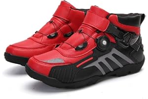 FULUOYIN Motorradstiefel Kurz Motorrad Schuhe Herren Kurzstiefel Sneaker Wasserabweisend mit DrehenDruckknopf 39-47