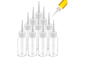 LLOUSSAK 10pcs 50ml Plastic Squeeze Bottles Glue Bottles Precision Tip Applicator Bottle Color Bottles for Hair Salon, Paint Art, Craft, Liquids, Glue