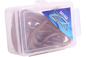 Lwuey Leurre vers de Terre,Ver Terre Artificiel Verre De Peche Biomimetic Soft Silicone Ver Appâts Carnassier Perche Faux Pêche Lobworms Poisson Crochet Appât Souple Artificiels Réalistes18 Pièces