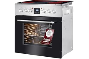 Bomann Elektroherd-Set | Einbauherd mit Ceranfeld | Kochfeld mit 4 Kochzonen | Einbaubackofen mit 56l Nutzinhalt | 9 Backofen