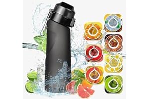 XYMJT Air Gourde 650ML Bouteille Up Avec de 7 Gousses Aromatisées, Fraise peche banane Air Bouteille d'eau Parfumée Sans BPA Avec Paille-0 Sucres et Tasse d'eau