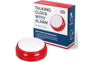 TOP LIFE Talking Clock for The Elderly - British Accent - Tells Clearly The Time and Date - Easy to Operate English Speaking Clock