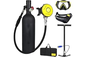 XSGDMN Mini Scuba Tank Portable 1L Small Diving Cylinder Snorkeling Tank with snorkel Mask Manual Pump Small Emergency Backup Device Perfect Professional Diving Packages with 15-20 Minutes Capability