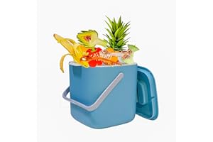 PECEWLOS Cubo de basura orgánico para cocina, cubo de compostaje para el día a día, recipiente para residuos orgánicos, apto para lavavajillas, a prueba de olores, colador extraíble, cubo de basura orgánico