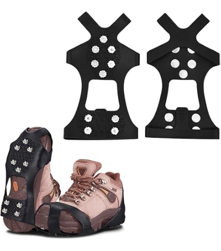 Crampons Antidérapants Pour Chaussures - 10 Pointes En Acier - Taille M/L - Idéal Neige Et Glace - Unisexe