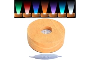 EUSTUMA Soporte de madera ligero en diferentes colores, adecuado para obras de arte de cristal esféricas, decoración de fiestas de Navidad. 10 modos, brillo de luz ajustable.