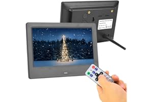 Diyeeni Cadre Photo numérique de 7 Pouces avec télécommande, écran TFT Lecteur de Photos/vidéo/Musique/Musique avec écran 16: 9, avec réveil du Calendrier, supporte USB, SD/MS/MMC jusqu'à 32 Go(Noir)