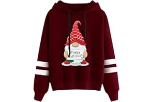 HSTERNEXY Weihnachts Hoodie Damen Baumwolle Weihnachtspulli Lustige Ugly Christmas Sweater Weihnachtspullover Damen Wichtel Kapuzenpullover XXL Hoodie Damen Weihnachtsmann Kostüm