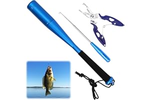 Pmueuff 3 Angelzubehör Set mit Fischtöter Angelzange Hakenlöser, 24.5cm Aluminium Fisch Totschläger Angelzange Set Angelzubehör Hakenlöser Angeln Für Anfänger Outdoor Karpfen Forellenangeln