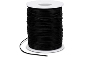 LEREATI Fil Nylon pour Bracelet 1.5mm x 100m Cordon Satin de Soie Cordon Coulissant, Fil pour Tisser des Colliers, Perle, Bijoux, Macramé, Artisanat DIY (Noir)