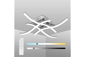 Miyawell LED Ceiling Light Dimmable Elegant Curved Design LED Ceiling Lamp 4 Built-in LED Boards 24W 2000lm Modern Metal Ceiling Lighting Fixture for Living Rooms Bedrooms