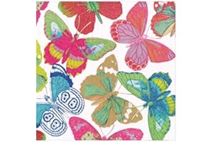 Caspari Servilletas de cóctel de papel brillante con diseño de mariposas, 20 por paquete