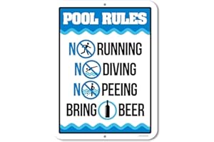 RIFOSA 12"x16" Funny Pool Tin Metal Sign Pool Rules Pool Signs Wall Decor