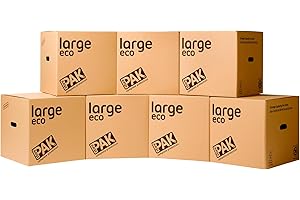 StorePAK Eco Archive Storage Moving Boxes with Handles (Pack of 7) - 64 Litres - 100% Recyclable - H 40.5 x W 40.5 x D 40.5cm - LARGE