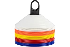 ‎SPORTACULAR GEAR Sportacular Gear Markierungsscheiben 50er Set 5 Farben inkl. Halter | Markierungshütchen | Markierungsteller | Hütchen | Training f. Fußball Fitness | Agility f. Hunde